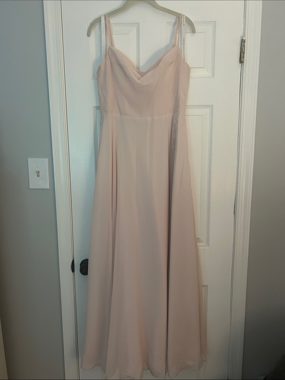 Azazie Blush Pink Spaghetti Strap Maxi Dress